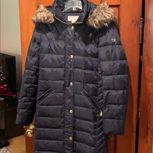Michael Kors navy winter coat. Knee length